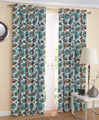 AIRWILL Multicolor Printed Pattern Cotton Door Curtains 4x7ft Pack of 2 Pieces