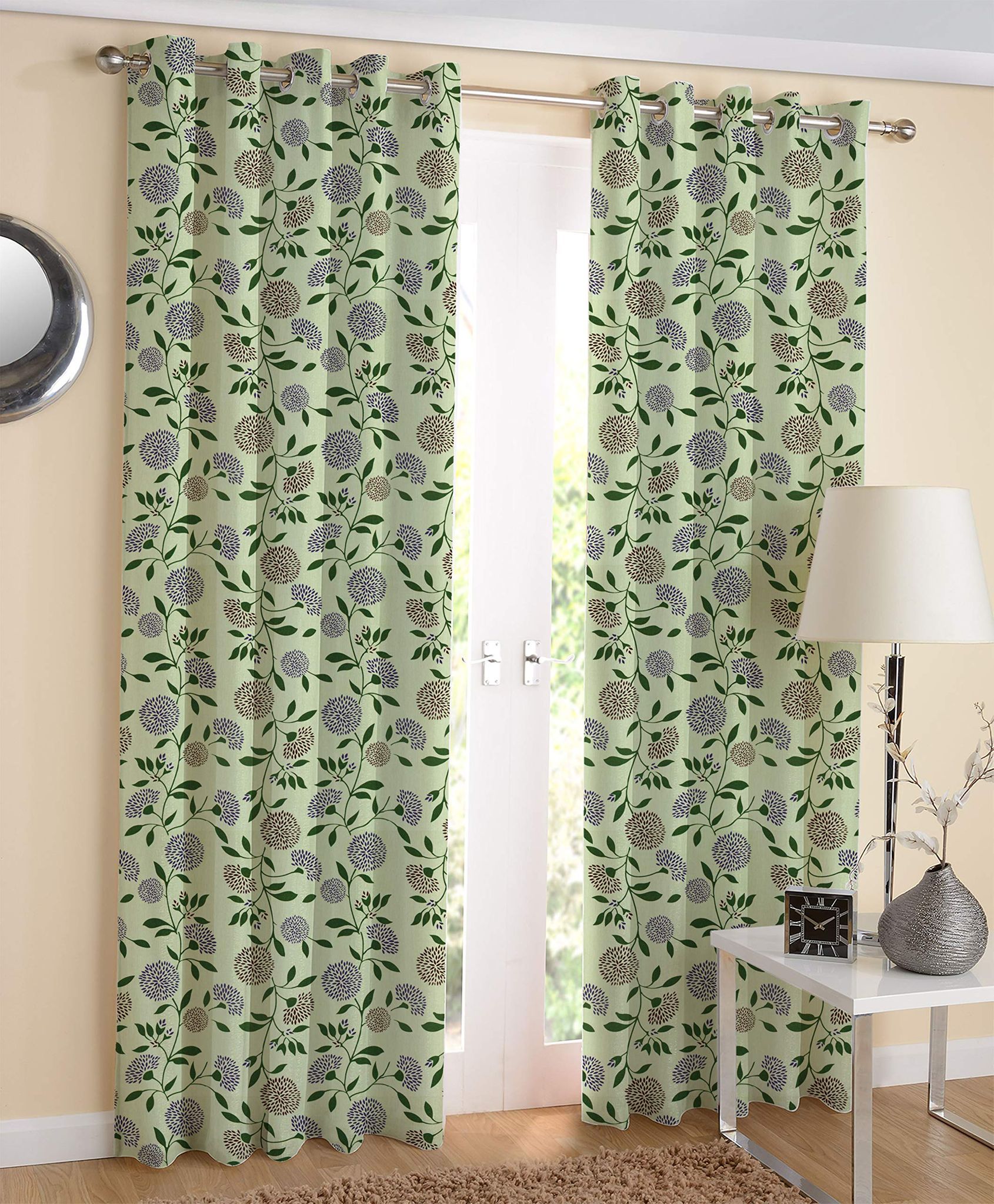 AIRWILL Multicolor Printed Pattern Cotton Door Curtains 4x7ft Pack of 2 Pieces