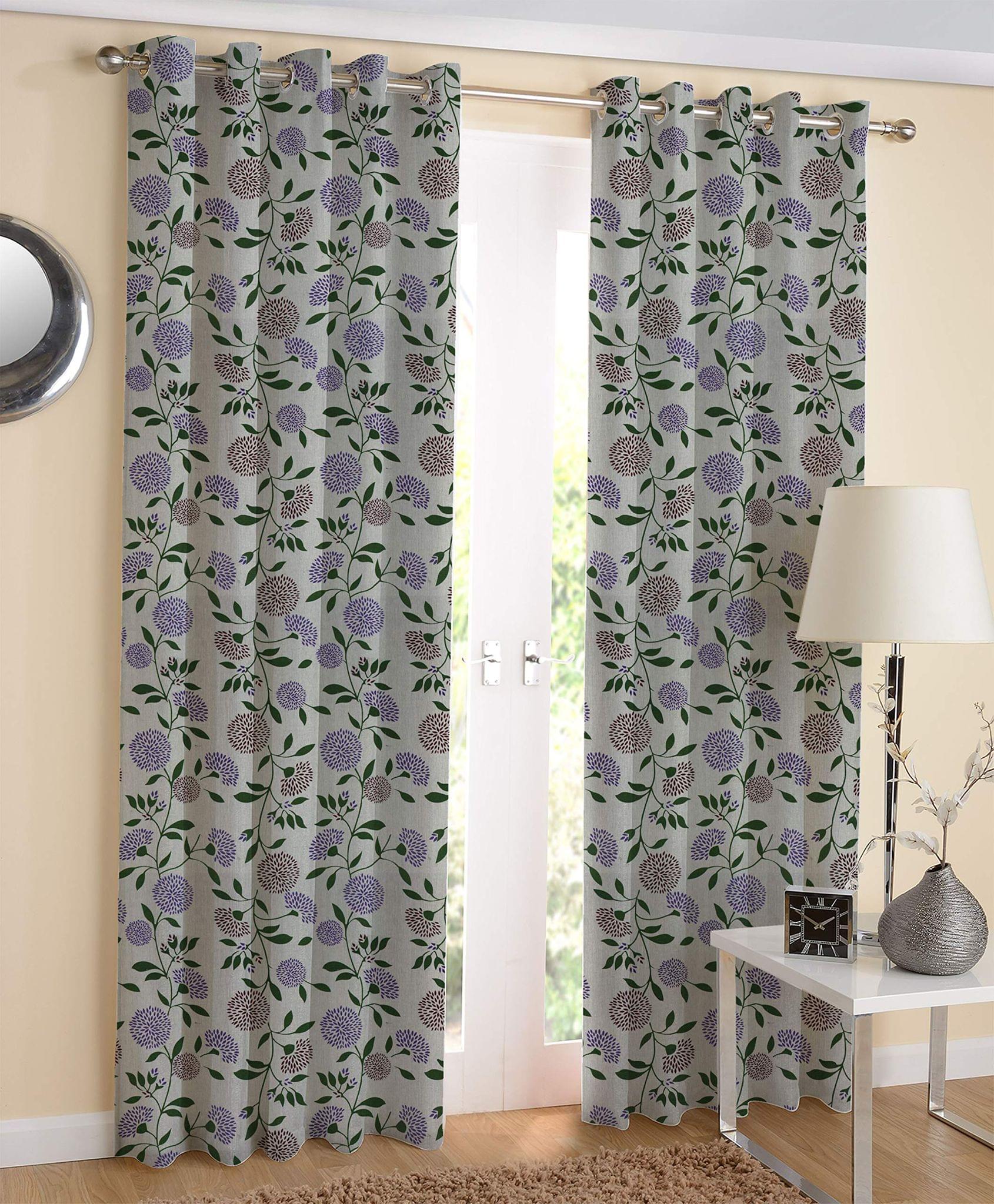 AIRWILL Multicolor Printed Pattern Cotton Door Curtains 4x7ft Pack of 2 Pieces