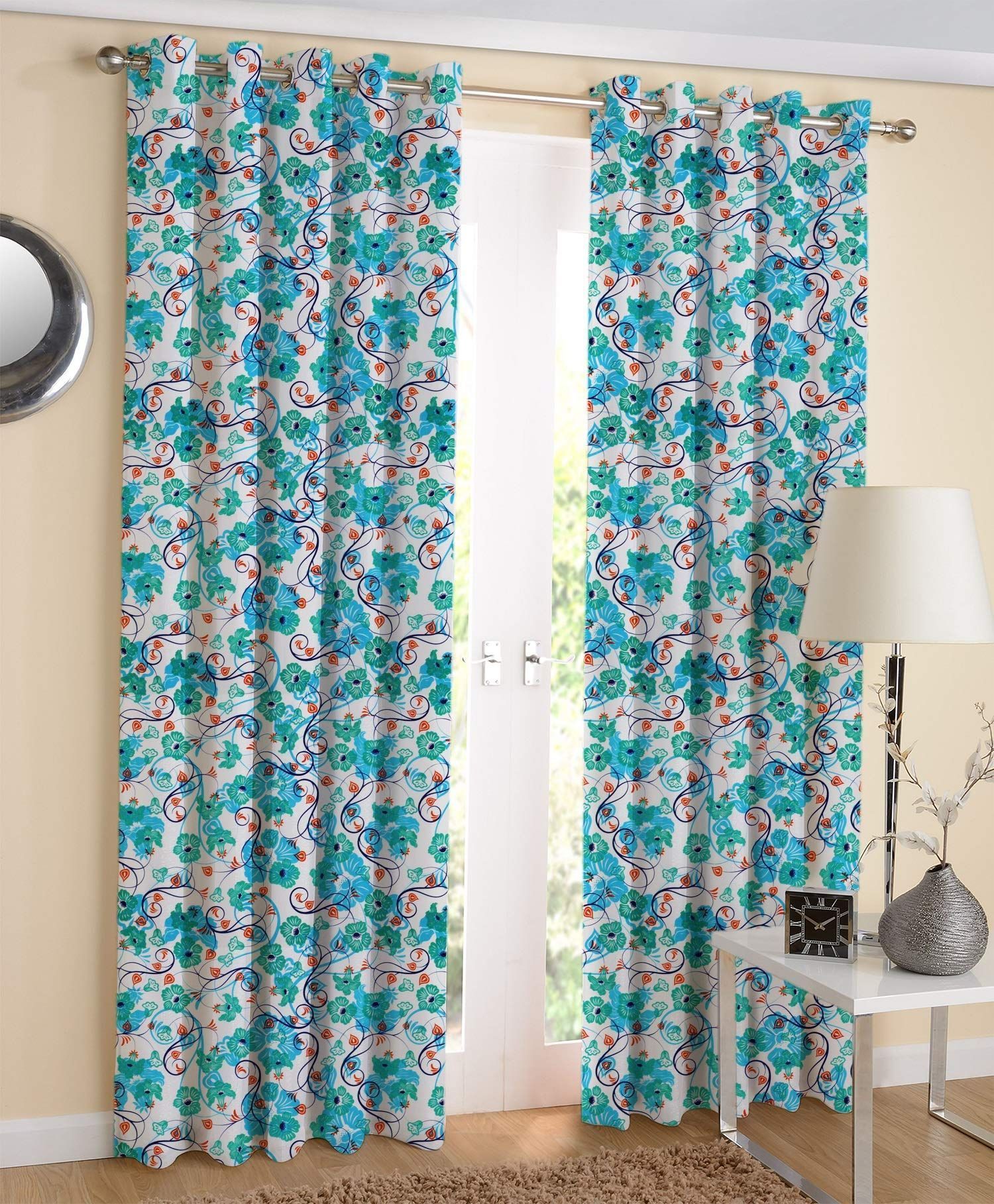 AIRWILL, 100% Cotton Designer Door Curtains, Sized 4ft in Width and 7ft in Length. Pack of 2 Pieces
