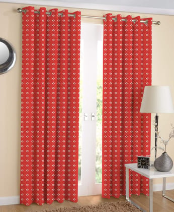 AIRWILL, Cotton Eyelet Door Curtains Pack of 2 Pieces (4 x 7 ft (Red))