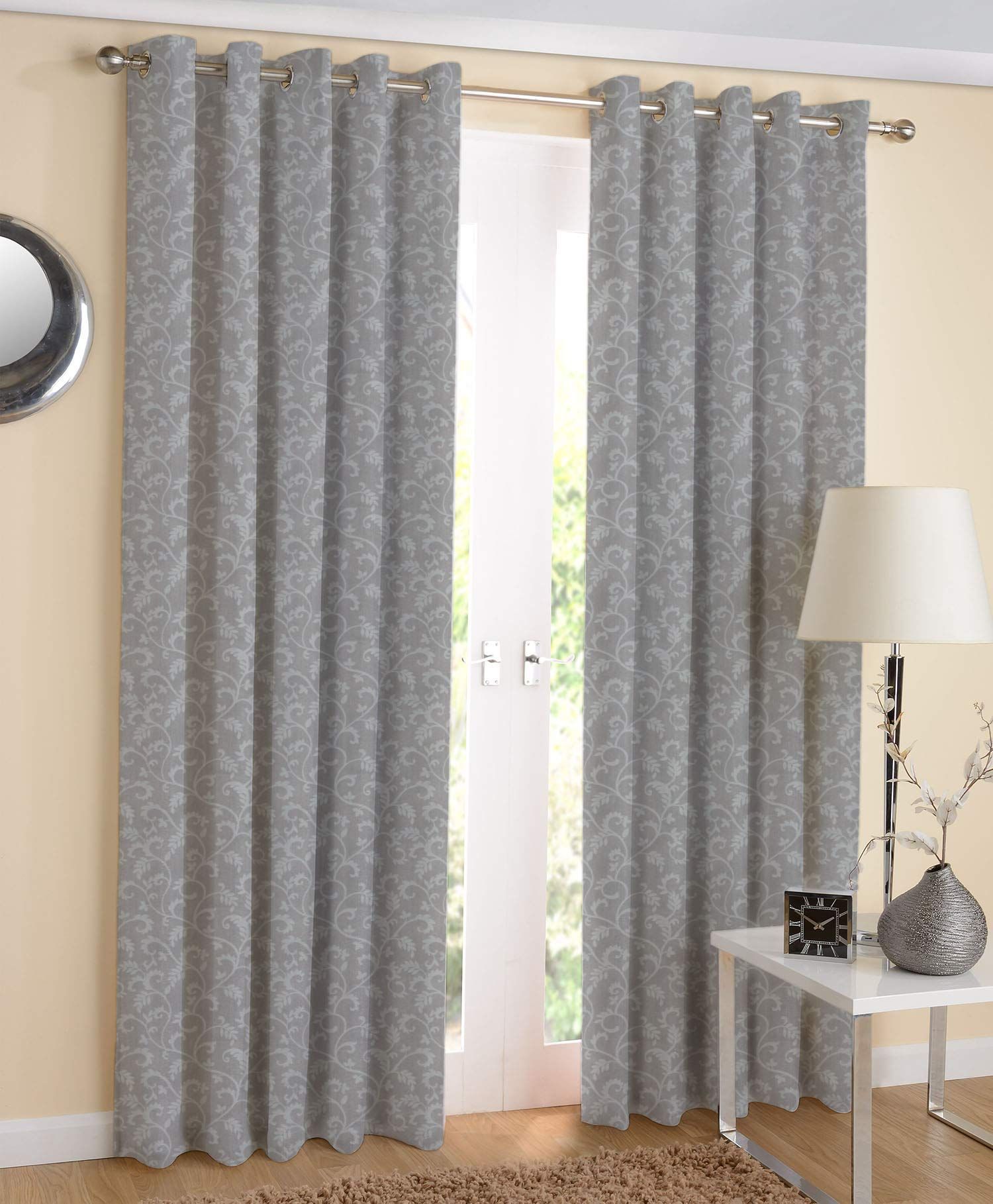 AIRWILL, 100% Cotton Eyelet Door Curtains Sized 4ft in Width and 7ft in Length, Multicolor Pack of 2 Pieces