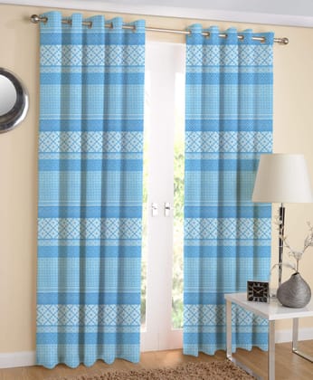 AIRWILL, 100% Cotton Eyelet Door Curtains Sized 4ft in Width and 7ft in Length, Multicolor Pack of 2 Pieces
