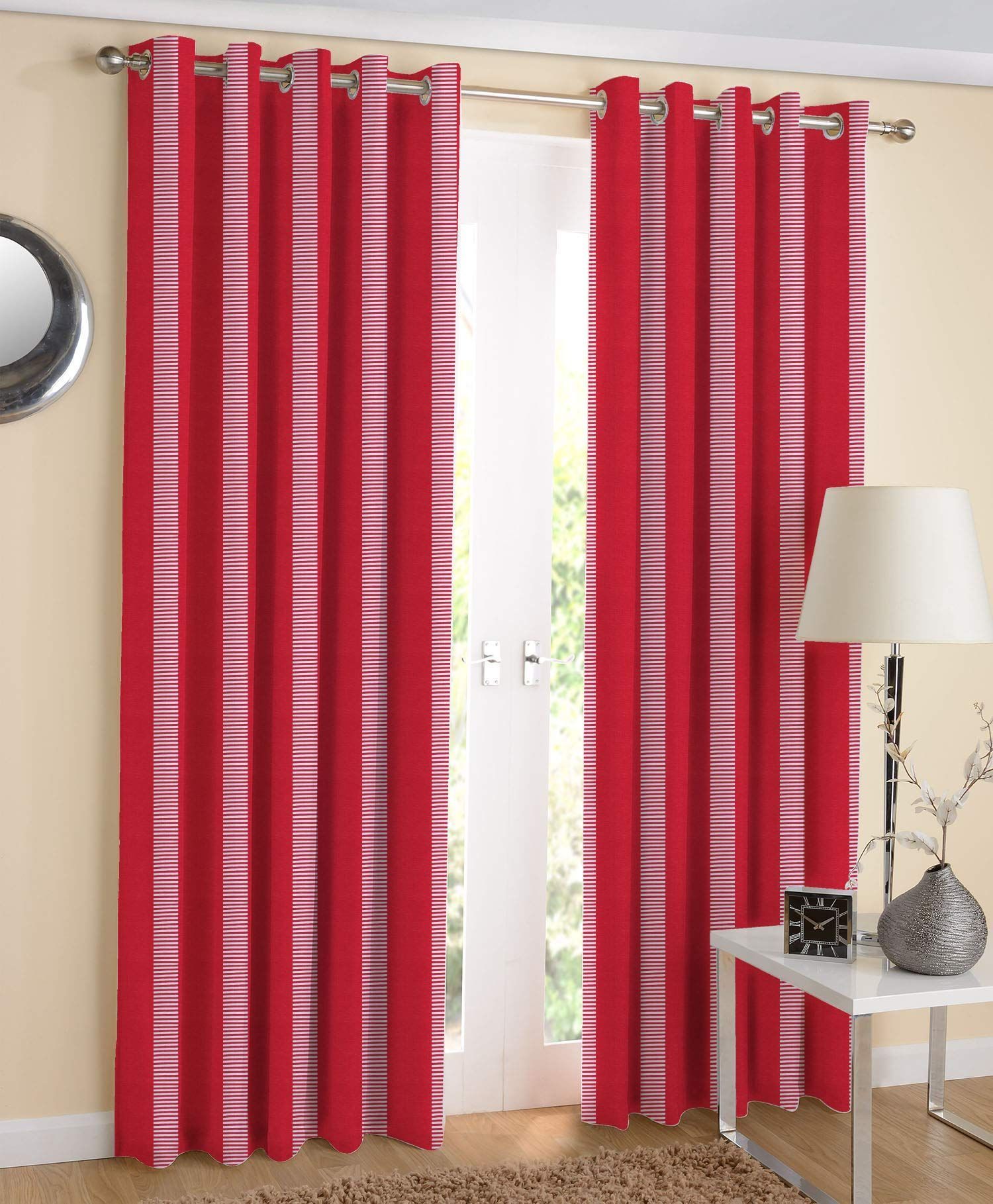 AIRWILL, 100% Cotton Eyelet Door Curtains Sized 4ft in Width and 7ft in Length, Multicolor Pack of 2 Pieces