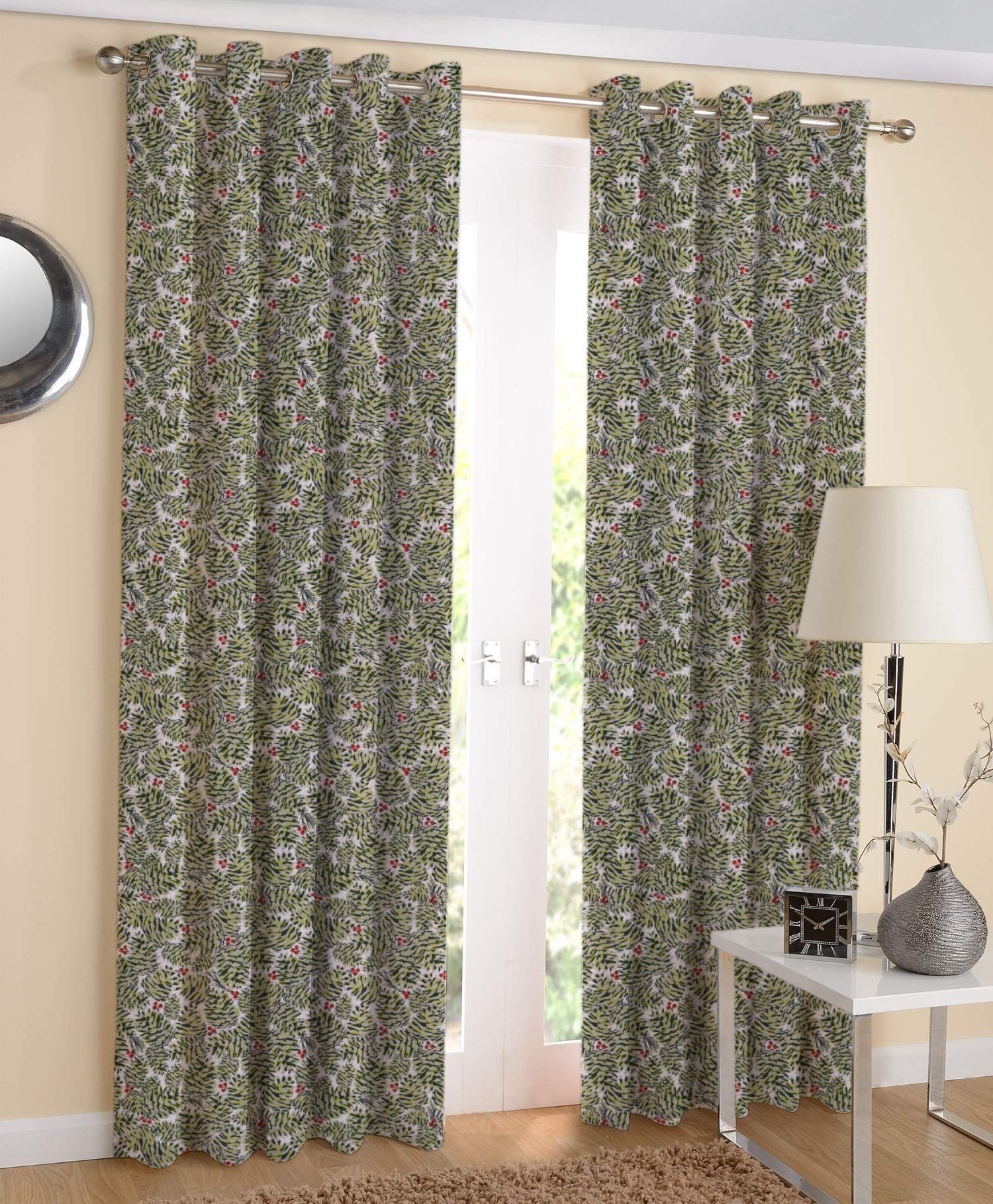 AIRWILL, 100% Cotton Eyelet Door Curtains Sized 4ft in Width and 7ft in Length, Multicolor Pack of 2 Pieces