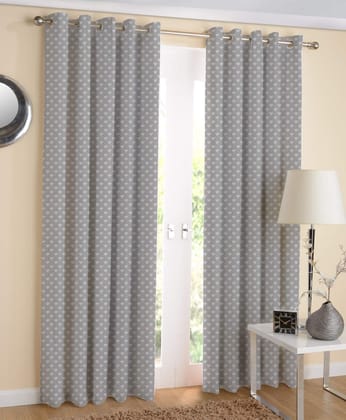 AIRWILL Eyelet Cotton 4ft in Width and 7ft Length Door Curtains (Multicolour) - Pack of 2 Pieces