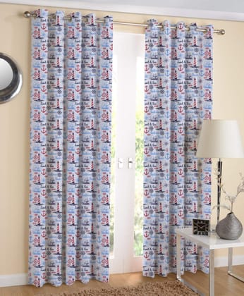 AIRWILL, 100% Cotton Curtains Self Designed with The Size of 4ft in Width and 7ft Length, Eyeleted Door Curtains. Pack of 2 Pieces.
