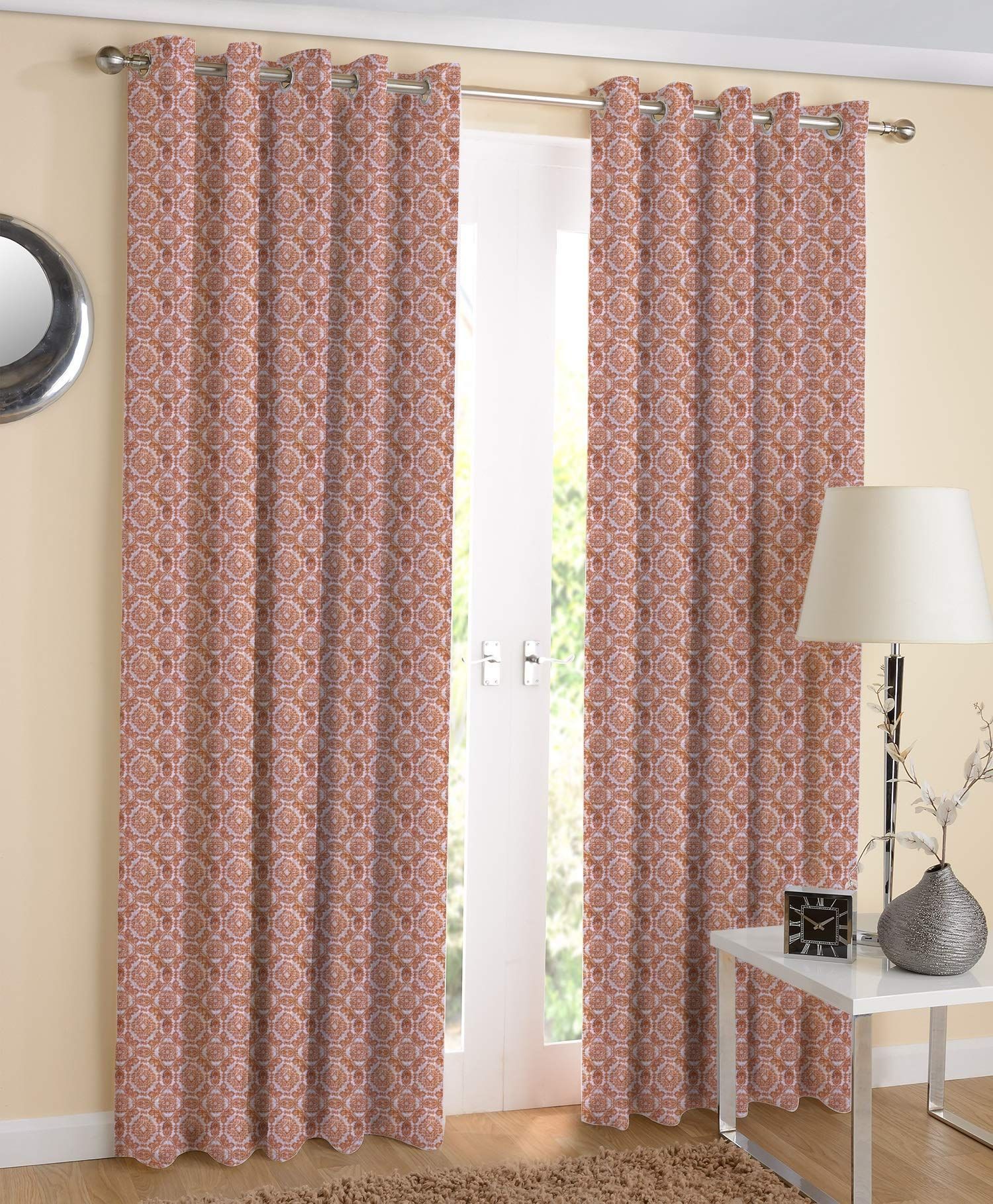 AIRWILL Cotton 4ft W x 7ft L Eyeleted Door Curtains (Multicolour) - Pack of 2 Pieces