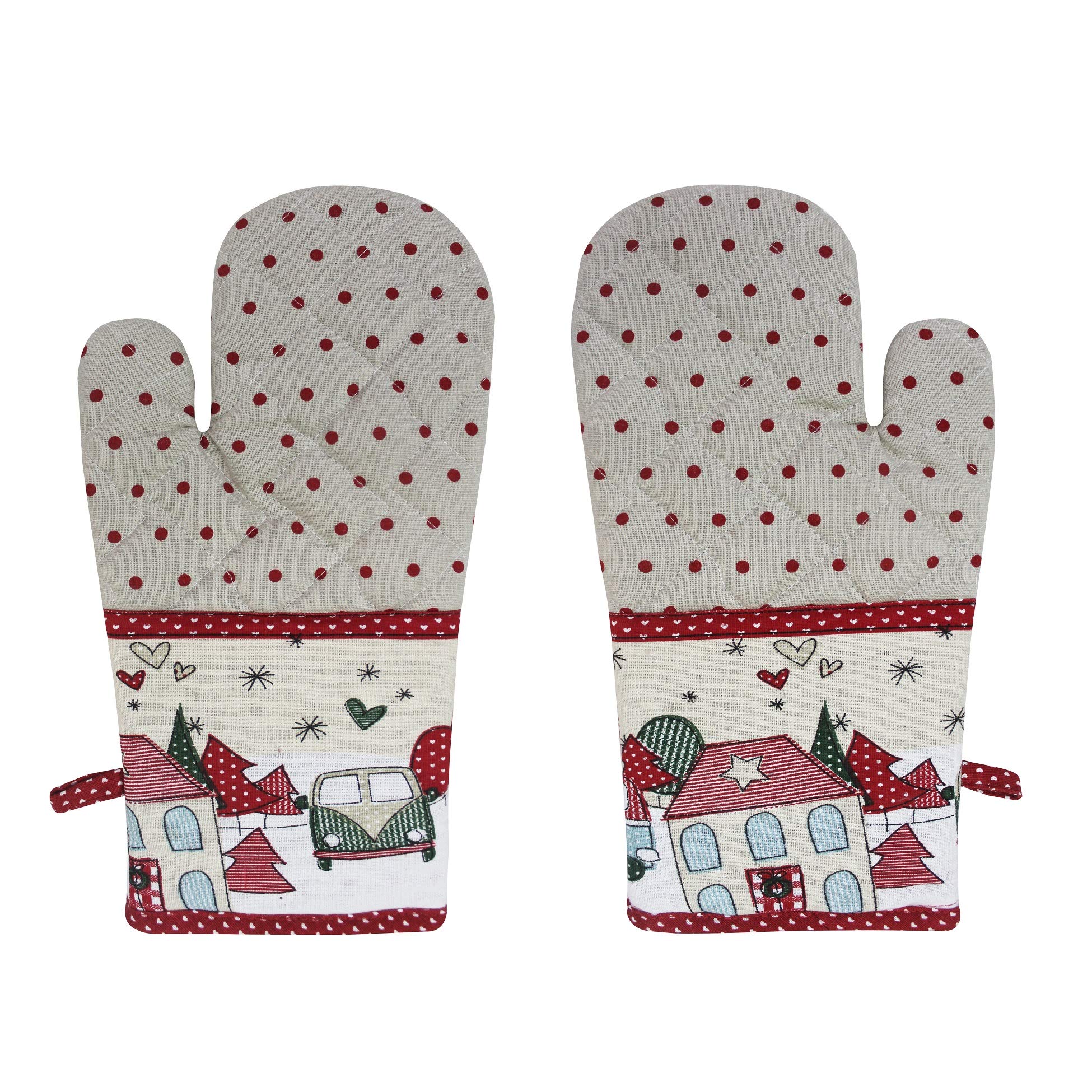 AIRWILL, 100% Cotton Kitchen Padded Oven Gloves, Mitts (Pack of 2)