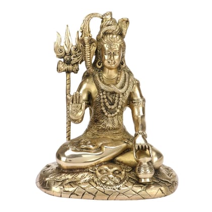 ARTVARKO Lord Shiva Murti Idol Shankar Bhagwan Bhole Nath Brass Metal Statue Home Mandir Puja Temple Decor Showpiece Accessories Vastu Remedy Pooja Size 10 Inches