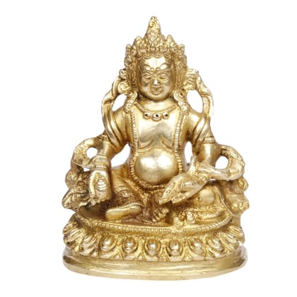ARTVARKO Brass Idol Lord Kuber Sitting Blessing Statue | Murti for Pooja Room, Meditation, Prayer, Business Murti for Prosperity Money Home D�cor Locker Safe Tijori 6 Inches