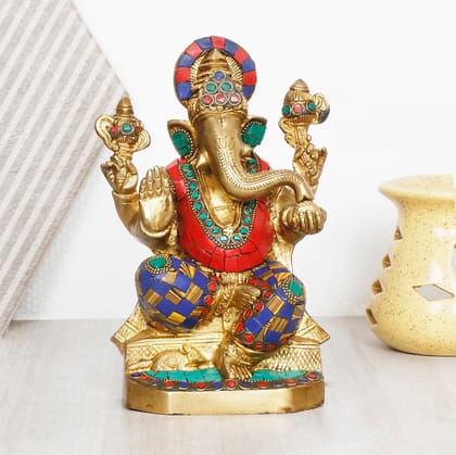 ARTVARKO Lord Ganesha Idol Brass Ganesh Murti Statue Handmade Ganpati Temple Diwali Puja Home Decor Gift 8 Inches