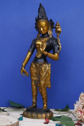 ARTVARKO Goddess Tara Brass Standing Tara Statue for Health Happiness Wealth Dancing Idol Home D�cor Sculpture 16 Inch