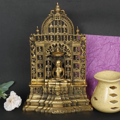 ARTVARKO Brass Metal Mahavir Swami 24 Jain tirthankar Jain | Lord Mahaveer Swami and Decorative Statue 12 Inches