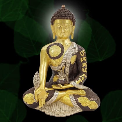 ARTVARKO Brass Medicine Buddha Statue Home Decor Vastu Feng Shui Religious Gift Good Luck Idol 12 Inches