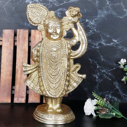 ARTVARKO Brass Shrinathji murti God Avatar of Shri Krishna Height 12.5 Inches