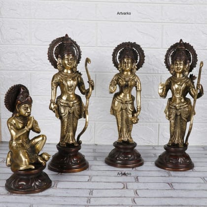 ARTVARKO Antique Brass Ram Darbar Statue Shree Ram Ji Sita Laxman Hanuman Home D�cor Puja Bhagwan Idol Murti for Mandir Temple 12 Inches