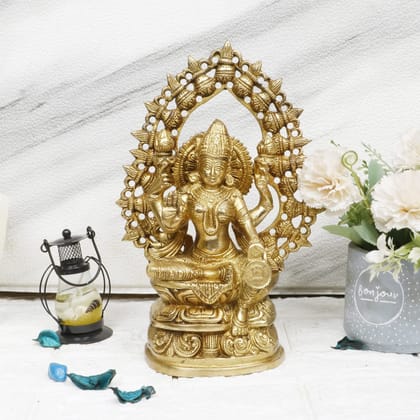 ARTVARKO Brass Lakshmi Devi Idol Statue for Home Puja Goddess Laxmi Luxmi Idols Showpiece for Temple 10 Inches