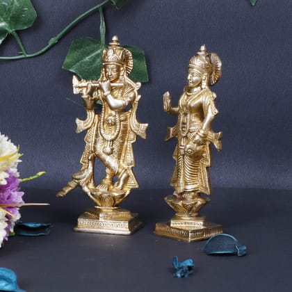 ARTVARKO? Brass Radha Krishna Statue - Radha Krishan Idol Showpiece Figurine for Home Office Temple Pooja Decor Gift