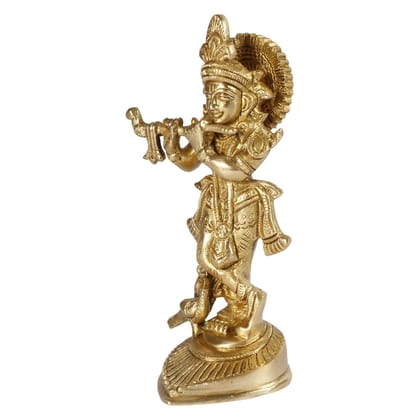 ARTVARKO Lord Krishna Idol Brass Statue Playing Flute Krishan Decorative Showpiece Figurine for Pooja Room & Gift 6 Inch.