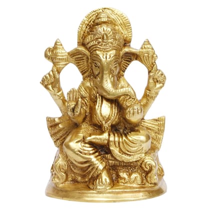 ARTVARKO Brass Ganesha Idol Ganesh Ganpati Murti for Home Office Decor Diwali Pooja Corporate Gift 5 Inches