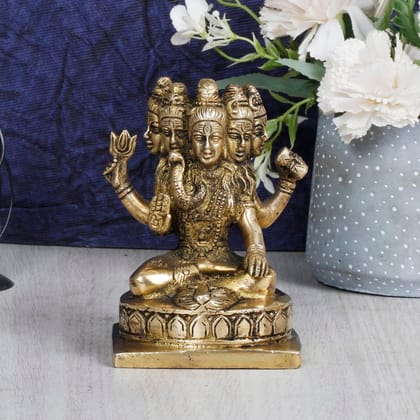 ARTVARKO Brass Panchmukhi Shiva Idol Five Shiv Murti Statue for Pooja Decor Gift 5 Inches