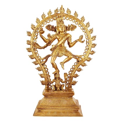 ARTVARKO Brass Metal Natraj Dancing Idol Murti Big Nataraja Shiva Statue for Home Decor Mandir Temple Showpiece Accesories Height 20 Inch.