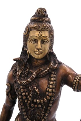 Artvarko Large Brass Metal Lord Shiva God Statue Bhagwan Standing with Trishul Idol Sculpture Murti for Home Decor Temple Showpiece Height 2 Feet