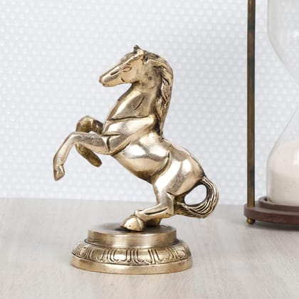 ARTVARKO Brass Horse with Uplifted Legs Standing Horse Tableware Showpiece Home Decor Running Horse Vastu Wall showpiece, Statue, Animals