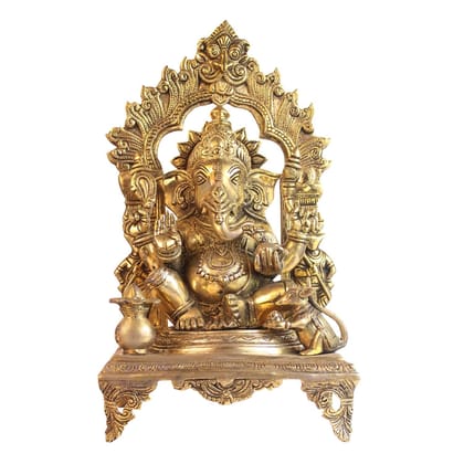 ARTVARKO Big Brass Lord Ganesh Murti Ganesha Idol Ganpati Bhagwan Statue for Home Entrance Good Luck Vastu Decoration Showpiece and Gift Height 18 Inches.