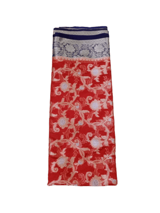 Designer Red & Blue Georgette Silk Saree