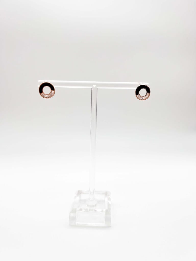 Halo mini studs in gold plating with black enamel and crystals