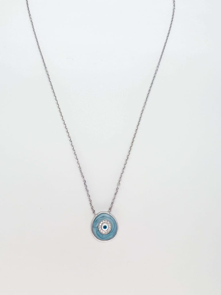 Nazar silver neck chain with pendant in enamel