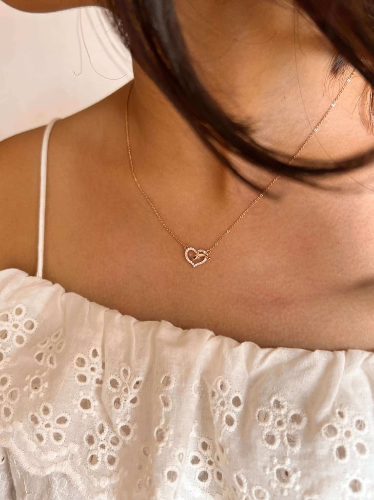Amore silver neck chain with rose gold plating