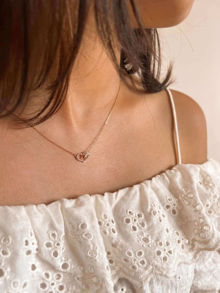 Amore silver neck chain with rose gold plating