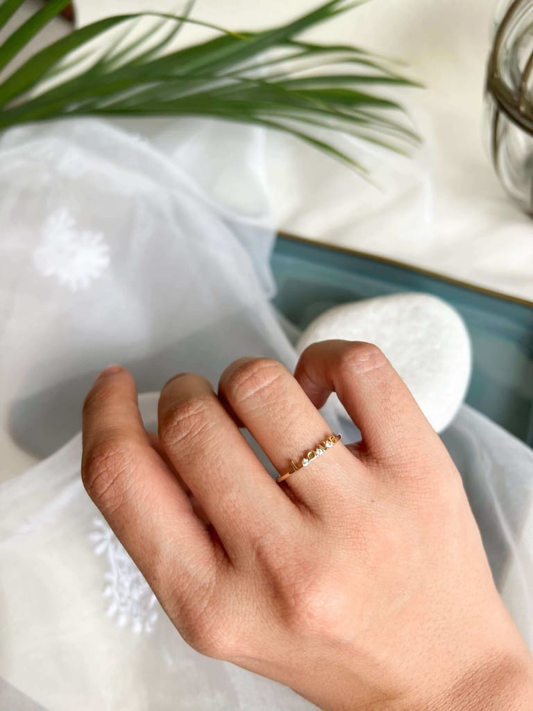 Je t'aime gold plated silver ring