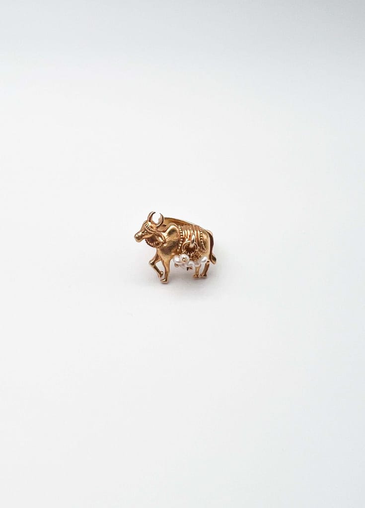 Nandi gold plated silver ring with pearls