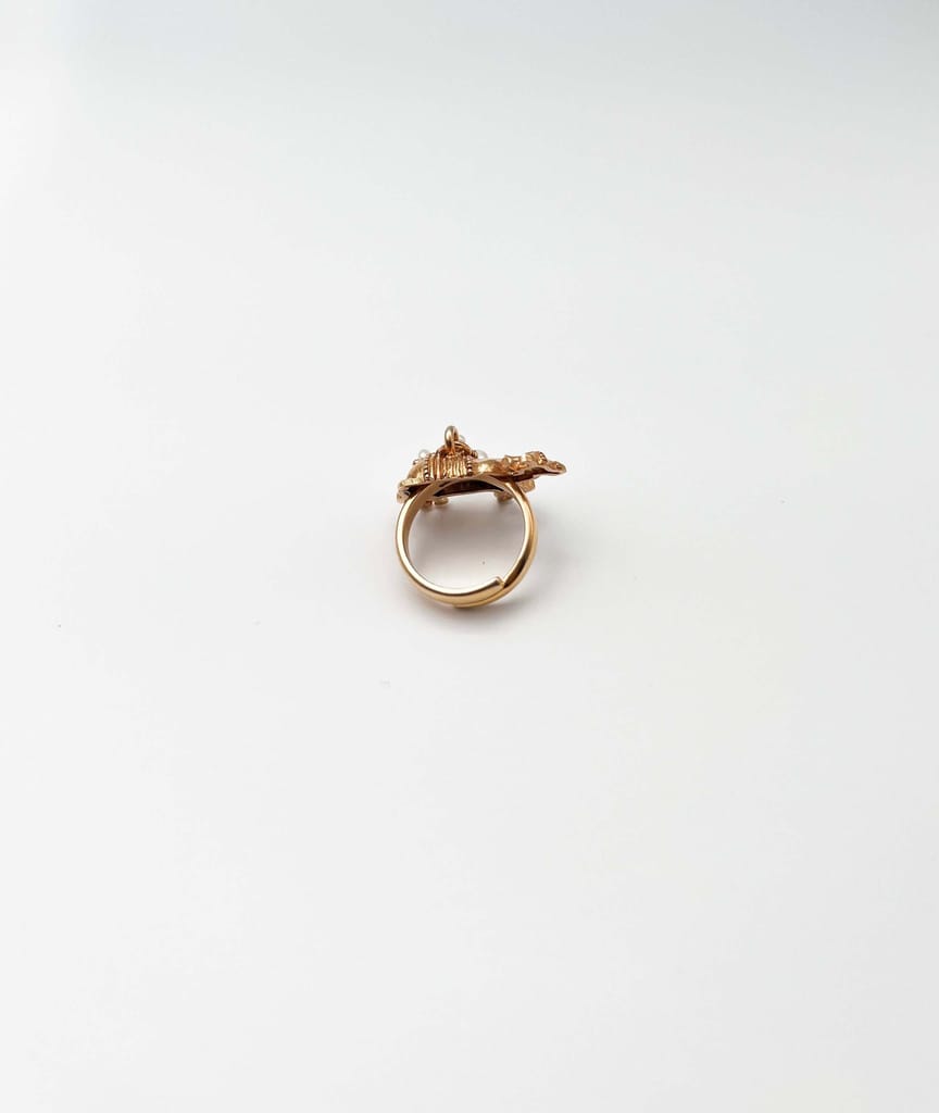 Nandi gold plated silver ring with pearls