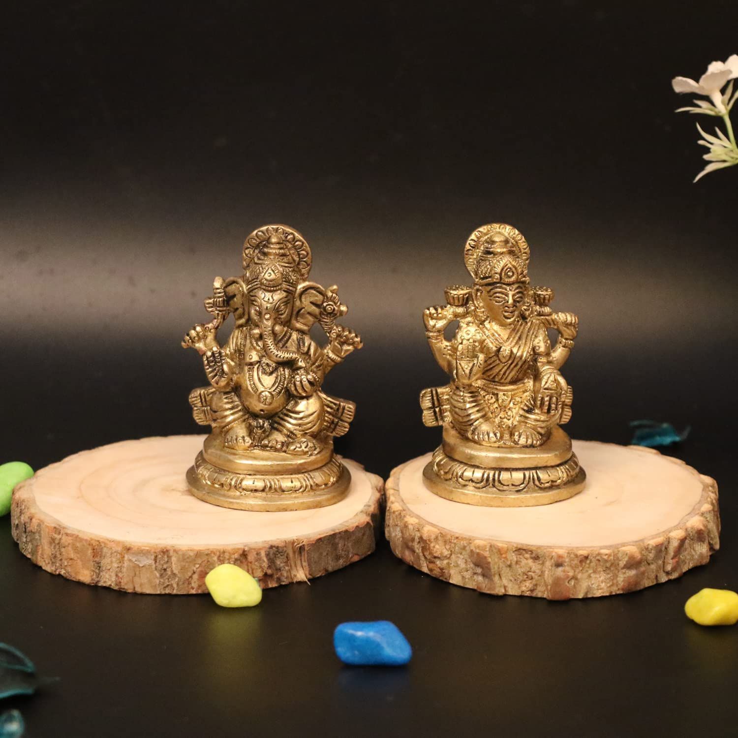 RKONECT Laxmi Ganesh Murti | Lakshmi Ganesh Idol in Velvet Box For Home |  Office And Shop Inauguration | Festive Occasions - Like Diwali Gifting|  Grah Pravesh & Corporate Gift (Size 7