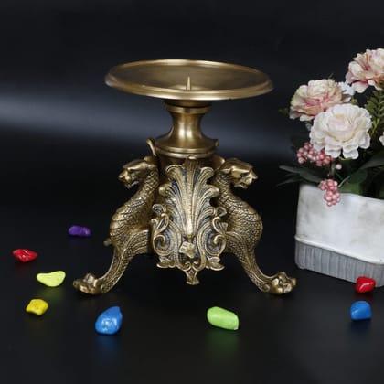 Artvarko Brass Tibetan Nepali Chinese Dragon Tealight Candle Stand Fengsui Vastu for Good Luck Success Prosperity Home D?cor Marriage House Warming Gift Height 7 Inches