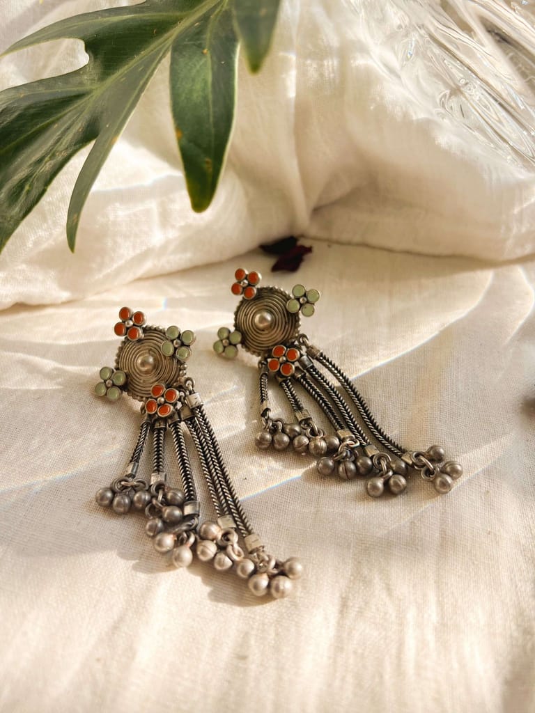 Arohi silver earring with enamel detail