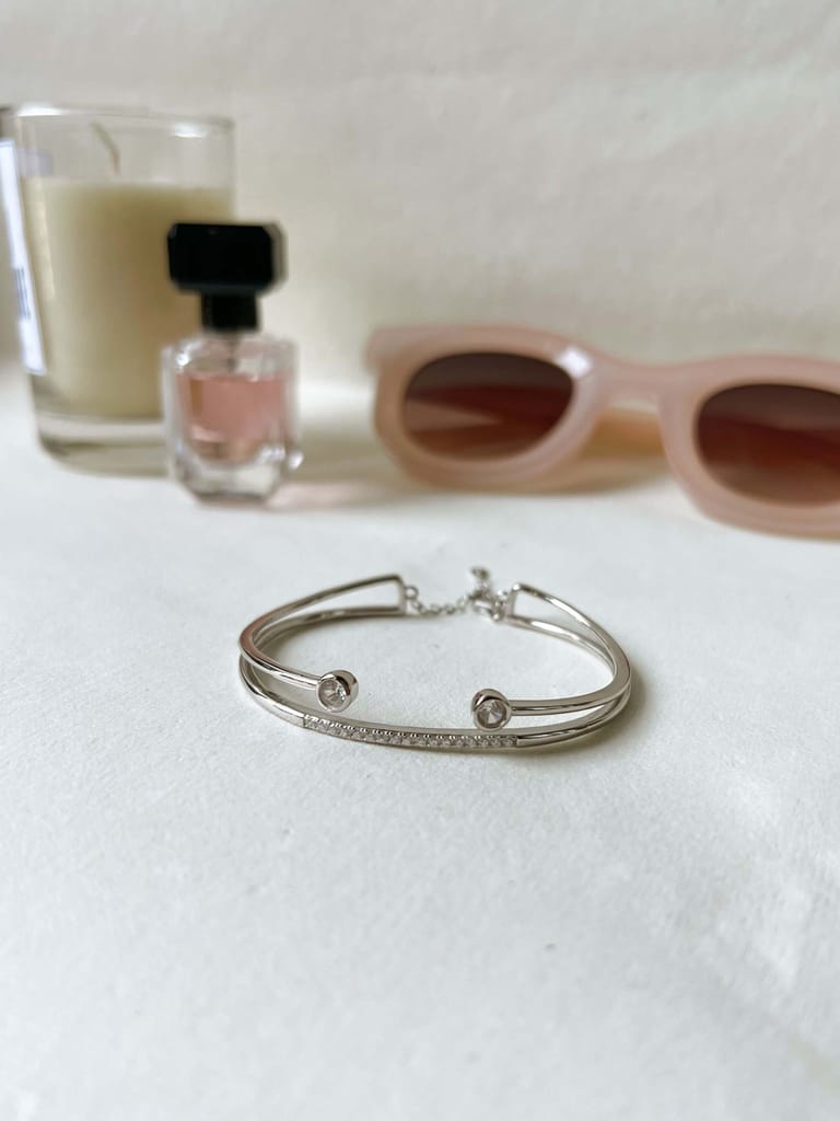 Twin energy bracelet bangle in silver