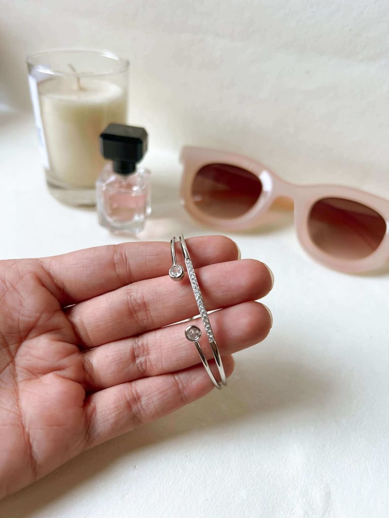 Twin energy bracelet bangle in silver