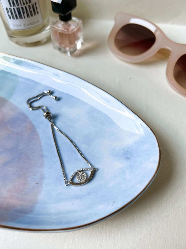 Gaze silver bracelet with zirconia