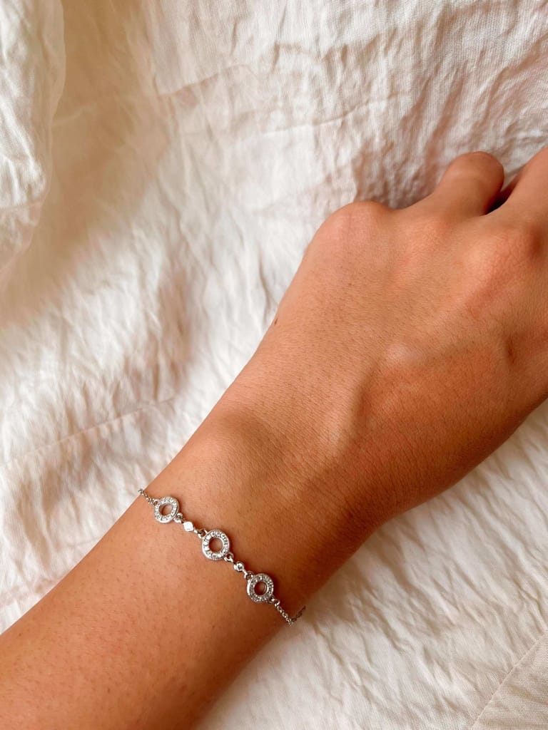 Trifecta silver bracelet with zirconia