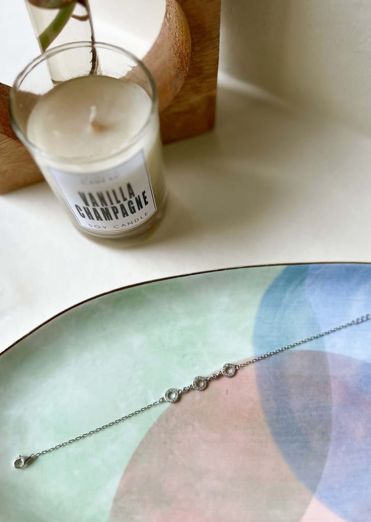 Trifecta silver bracelet with zirconia