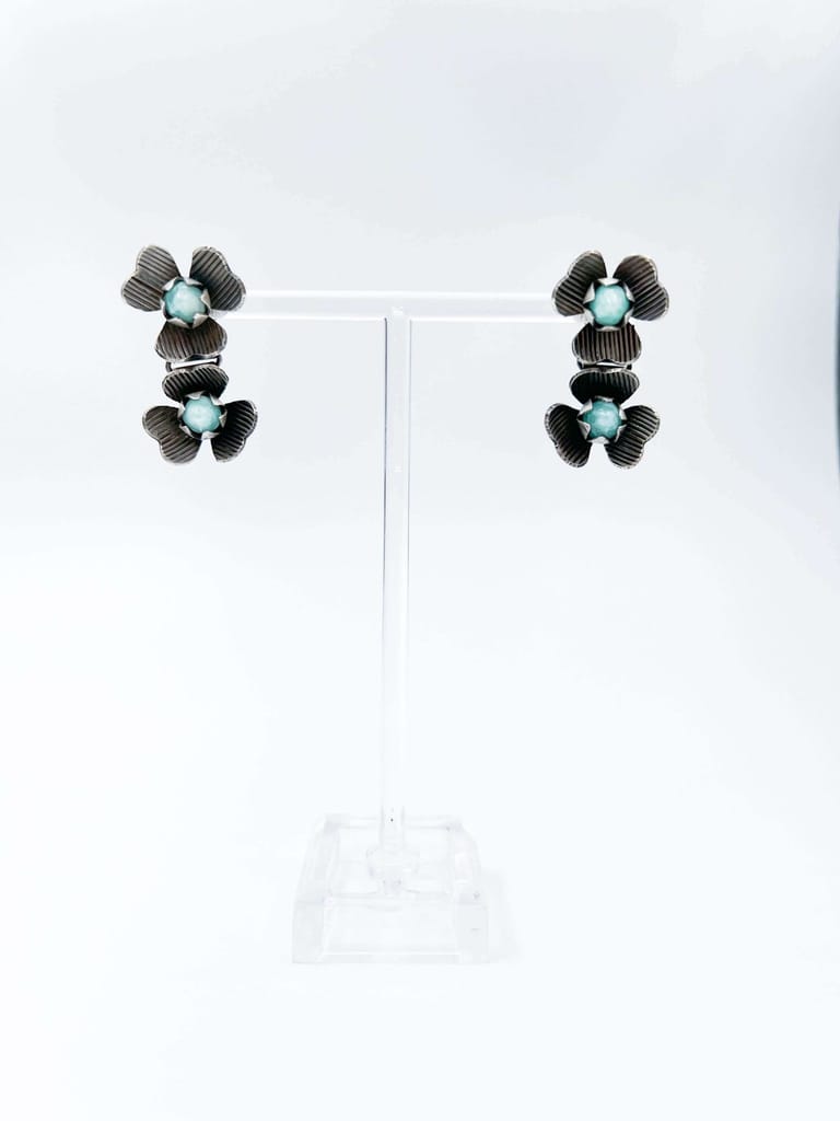 Kaya oxidised silver earring with blue calcite stone