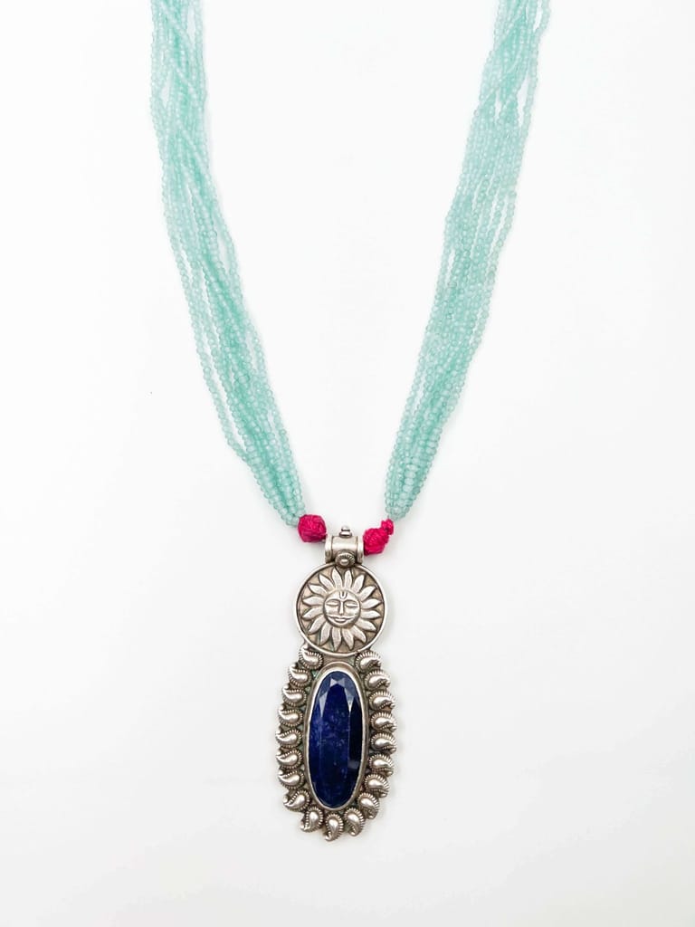 Shakti oxidised silver pendant with blue lapis lazuli