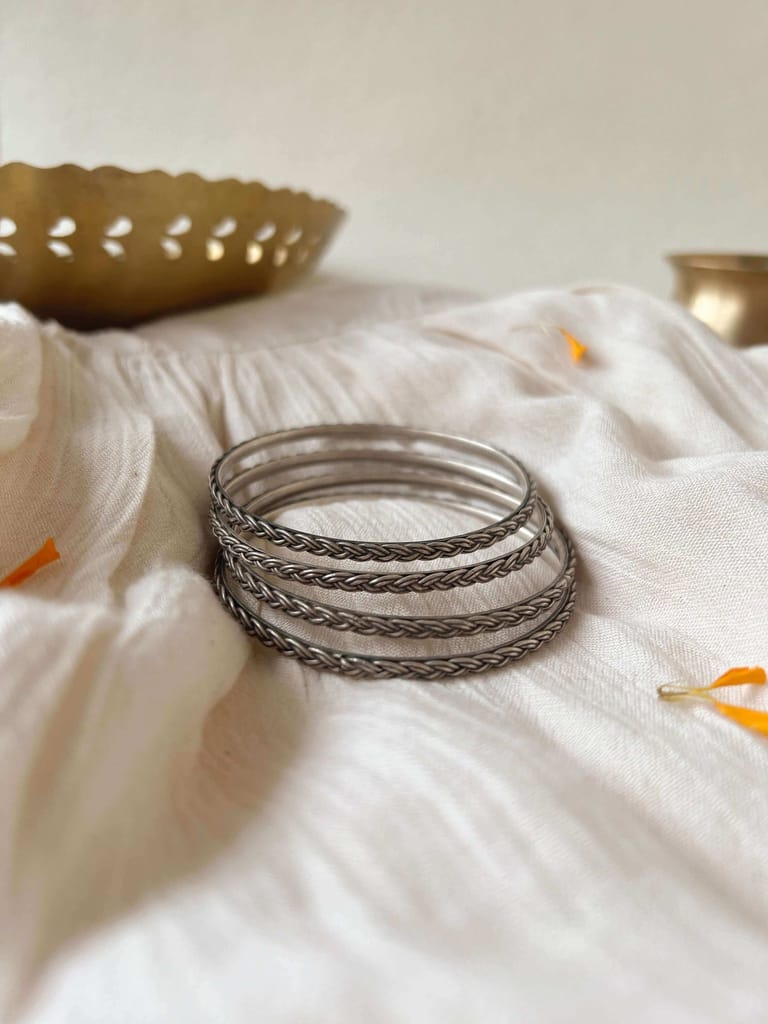 Milan Bangle in oxidised silver (pair of 2)