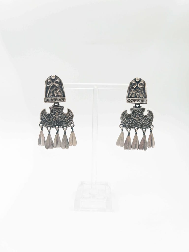 Urmi oxidised silver earring with petal hangings